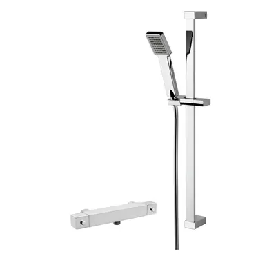 Square Thermostatic Bar Valve and Rectangular Slide Rail Kit Shower Bundle - Chrome - Balterley