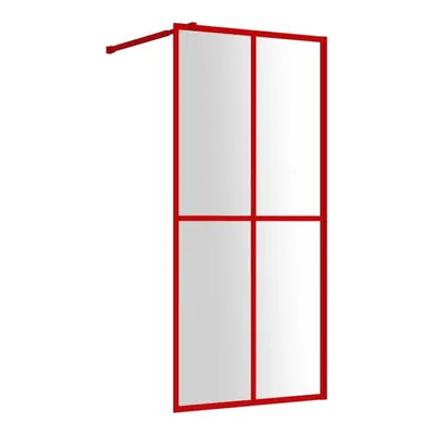 vidaXL Walk-in Shower Wall Bath Screen Shower Screen with Clear ESG Glass Red