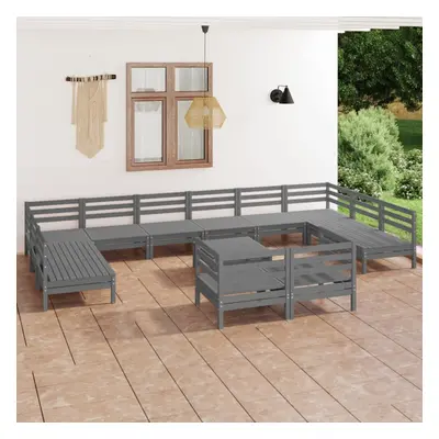 vidaXL Garden Lounge Set Outdoor Lounge Set Piece Grey Solid Wood Pine