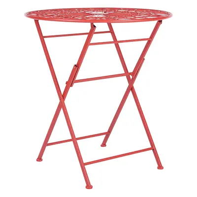 Metal Garden Bistro Table Ã¸ cm Red SCARIO