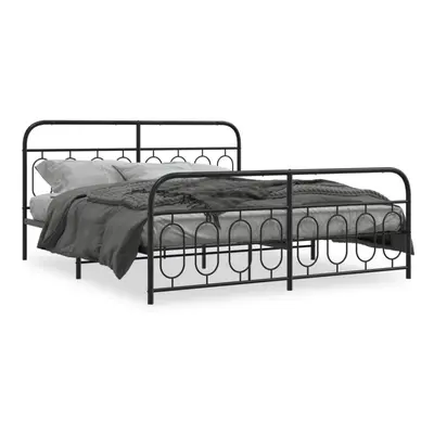 (black, x cm/ with headboard & footboard) vidaXL Metal Bed Frame with Headboard and Footboard Be