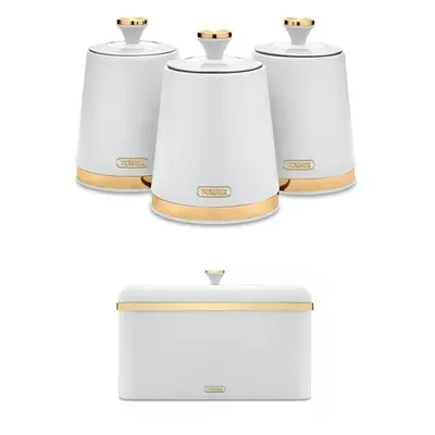 TOWER White Breadbin Canisters Set Cavaletto Storage Jars Coffee Tea Sugar