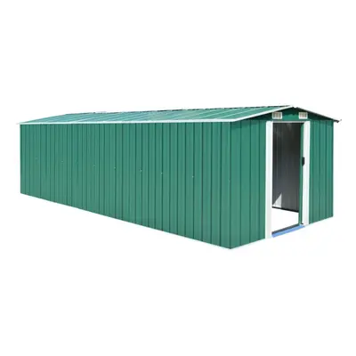 vidaXL Garden Shed 257x580x181cm Metal Green Outdoor Tool Storage House Cabin