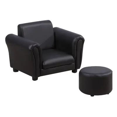 HOMCOM Kids Sofa Chair Set Armchair Seating Seat Bedroom Playroom Stool Black