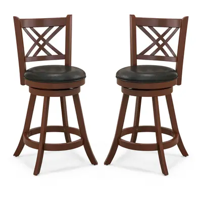 Set of Bar Stools Counter Height Chair 360Â° Swivel Upholstered Seat 24"