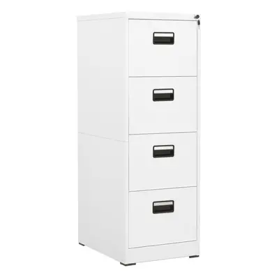 vidaXL Filing Cabinet White Steel Home Office Storage Document File Cabinet