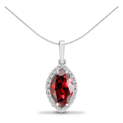 Jewelco London 18ct White Gold Claw Set G SI 0.1ct Diamond and Marquise Red 1.6ct Garnet Teardro