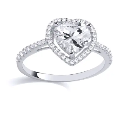 (R) Jewelco London Sterling Silver CZ Fancy Heart Ring Engagement Ring - GVR900