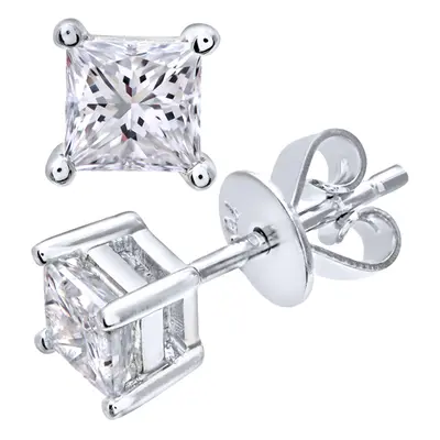 Jewelco London 18ct White Gold Princess 3/4ct Diamond Solitaire Stud Earrings - PE0AXL4422W18JSI