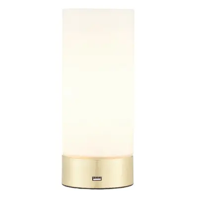 Touch Dimmable Table Lamp Brass & Frosted Glass Shade Modern Light USB Charger