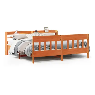 vidaXL Bed Frame with Headboard Bed Base Wax Brown 200x200 cm Solid Wood Pine