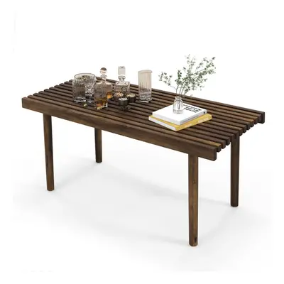 Modern Coffee Table Accent Center Tea Table Cocktail Table with Slatted Tabletop