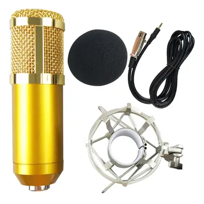 (Gold) Condenser Microphone Kit Live Set Metal Shockproof Professional Recording Studio