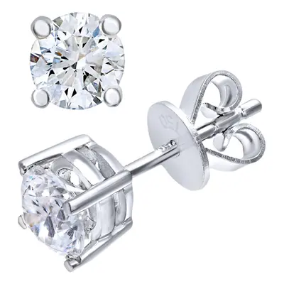 Jewelco London 18ct White Gold Round 3/4ct Diamond Solitaire Stud Earrings - PE0AXL2121W18HSI