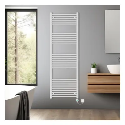 (White, 1800x600mm) Pre-filled Bathroom Straight Electric Heated Towel Rail Radiator Thermostati