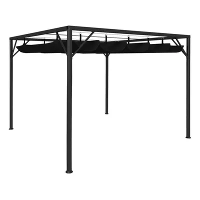 vidaXL Garden Gazebo with Retractable Roof Canopy 3x3m Anthracite Outdoor Tent