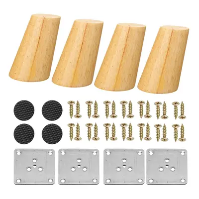 (15cm) 4Pcs/Set Solid Wooden Cone Angled Furniture Legs Kit Sofa Table Chair Stool Part Leg Supp