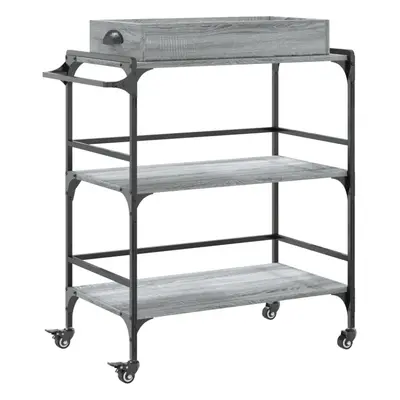 vidaXL Kitchen Trolley Rolling Cart Storage Cart Grey Sonoma Engineered Wood