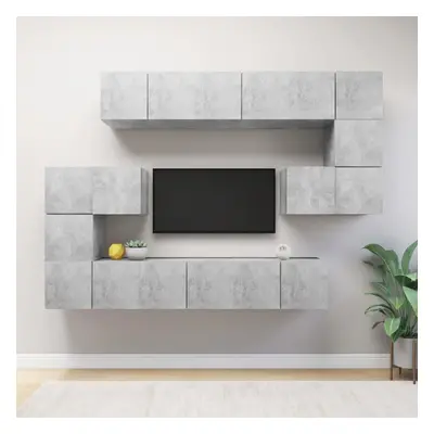 vidaXL TV Cabinet Set Piece Concrete Grey Chipboard Furniture TV Hifi Set