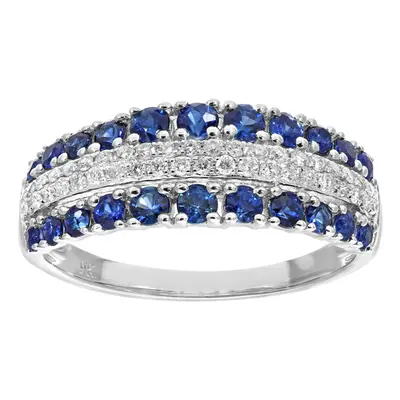 (P) Jewelco London 9ct White Gold Sapphire and Diamond Eternity Ring