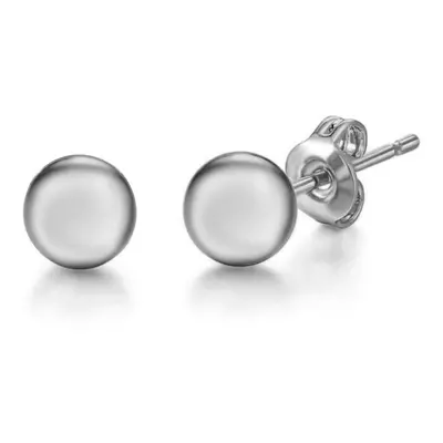 Jewelco London Ladies 18ct White Gold Spherical Bead Ball Stud Earrings - 6mm - SGNR02106