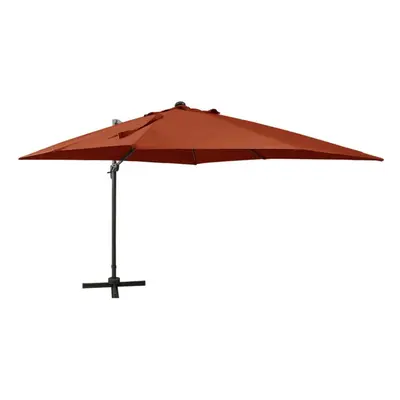 vidaXL Cantilever Umbrella with Pole and LED Lights Terracotta cm Sunshade