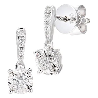 Jewelco London 18ct White Gold Round 18pts Diamond 7pts Solitaire Drop Earrings - PE0AXL5747W18