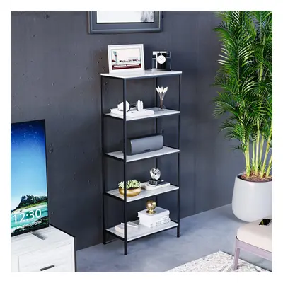 (Grey) Brooklyn Industrial Bookcase Wooden Shelves Tier