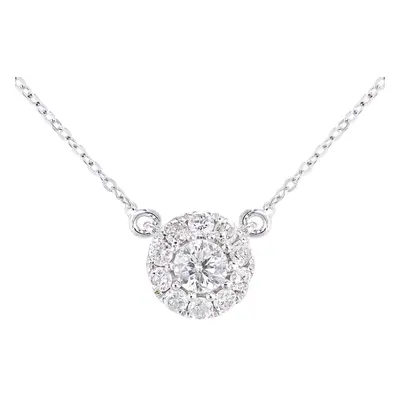 Jewelco London 9ct White Gold Round 0.28ct Diamond Halo Charm Necklace inch 46cm - PNEAXL30003W