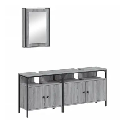 (grey sonoma) vidaXL Bathroom Furniture Set Piece Storage Sink Cabinet Engineered Wood