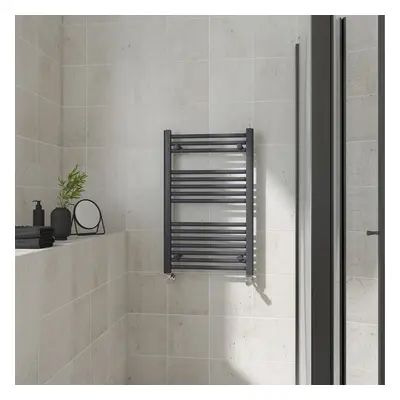 (Straight, 800x500mm) Warmehaus Heated Towel Rail Anthracite Bathroom Ladder Style Radiator Grey