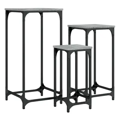 vidaXL Nesting Side Tables Nesting Table pcs Grey Sonoma Engineered Wood