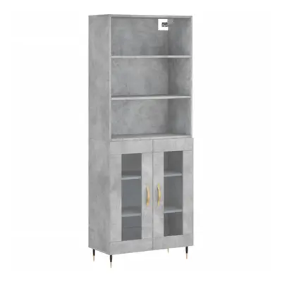 (concrete grey, glass doors) vidaXL Highboard Sideboard Storage Cabinet High Gloss White Enginee