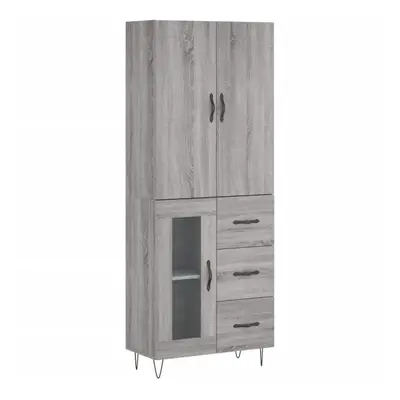 (grey sonoma, glass door drawers) vidaXL Highboard Sideboard Storage Cabinet Home Side Cabinet E