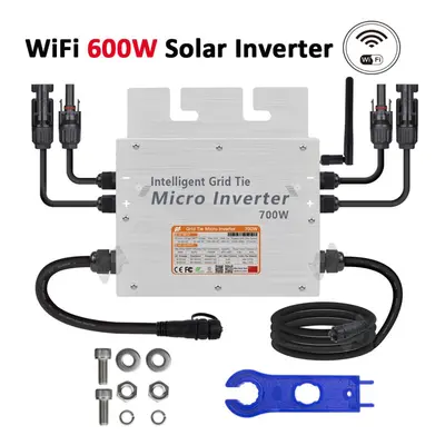 600W Smart Grid Tie Solar Inverter 18-50VDC Input Auto 120V/230V WiFi IP65 Pure Sine Wave Micro 