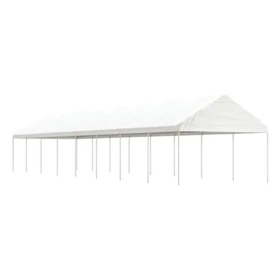 (17.84 x 4.08 x 3.22 m) vidaXL Gazebo Part Tent with Roof Pavilion Outdoor Marquee White Polyeth