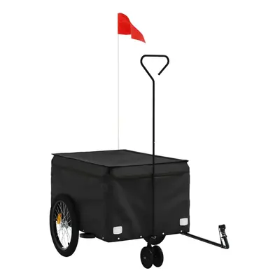 (black, x x cm) vidaXL Bike Cargo Trailer Bike Carriage Bicycle Wagon Trailer with Flag Iron