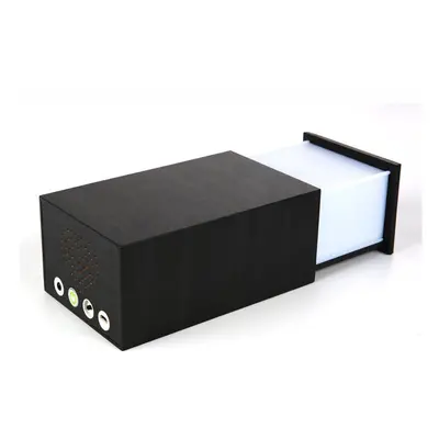 (Black) Drawer Type Bluetooth Speaker LED Night Light Smart Wooden Music Box Adjustable Desk Tab