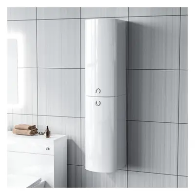 Dene mm Bathroom Wall Hung Cabinet Storage Tall Shelf Furniture White