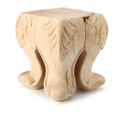 (15cm) 4Pcs 10/15cm European Solid Wood Applique Carving Furniture Foot Legs Unpainted Cabinet F