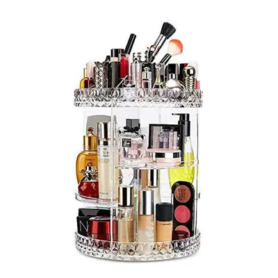 (DiaMond) Plastic Cosmetic Storage Box, Rotating Organizer