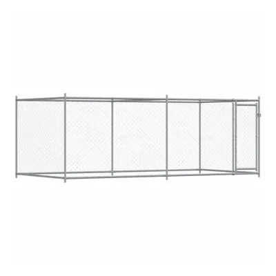 (1 door, x x 1.5 m) vidaXL Dog Cage with Door Grey Dog Kennel Outdoor Dog Crate Galvanised Steel