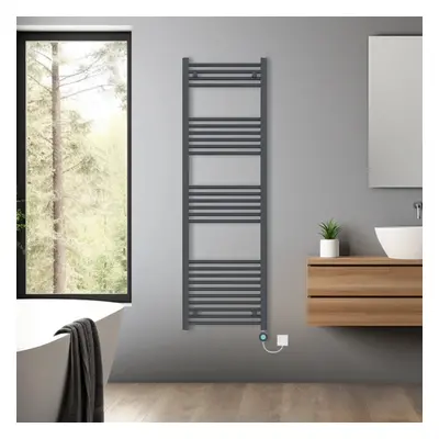 (Anthracite, 1600x500mm) Pre-filled Bathroom Straight Electric Heated Towel Rail Radiator Thermo