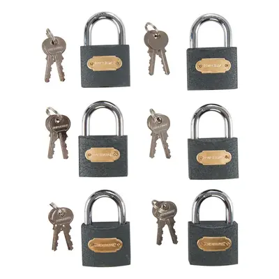 6 PACK 50mm IRON Padlocks SAME KEYS 8.5mm Shackle Storage Gym Locker Door Lock