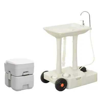 (41.5 x 36.5 x cm) vidaXL Portable Camping Toilet and Handwash Stand Set Mobile Toilet Camp Pott