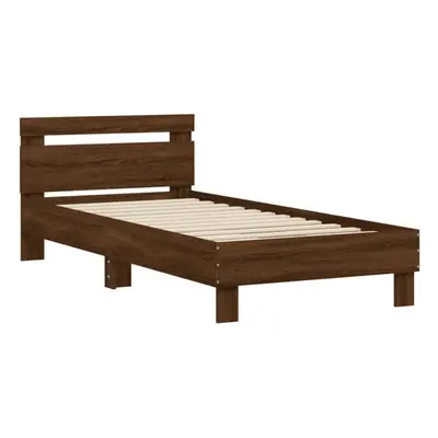 (brown oak, x cm) vidaXL Bed Frame with Headboard Bed Base Mattress Foundation Engineered Wood