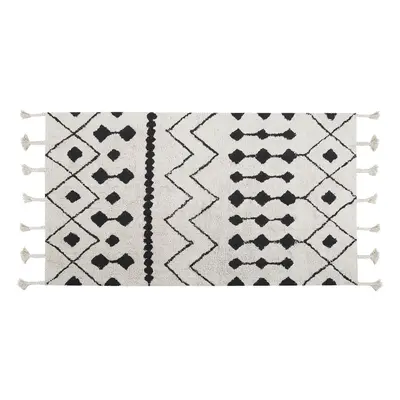 Cotton Area Rug x cm Black and White KHEMISSET