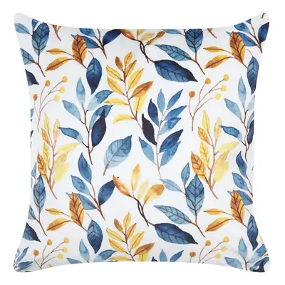 Velvet Cushion Leaf Pattern x cm Yellow and Blue CATTLEYA