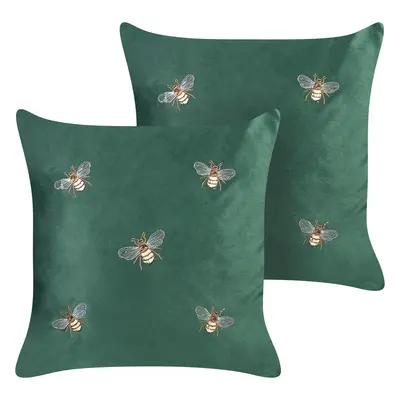 Set of Cushions TALINUM Velvet x cm Animal Pattern Emerald Green