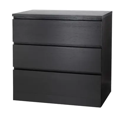 Ikea MALM Chest of drawers, black-brown 80x78 cm